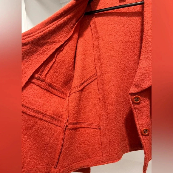 Willi Smith Orange 100% Wool Buttoned unlined blazer with floral appliqué large - Picture 10 of 11